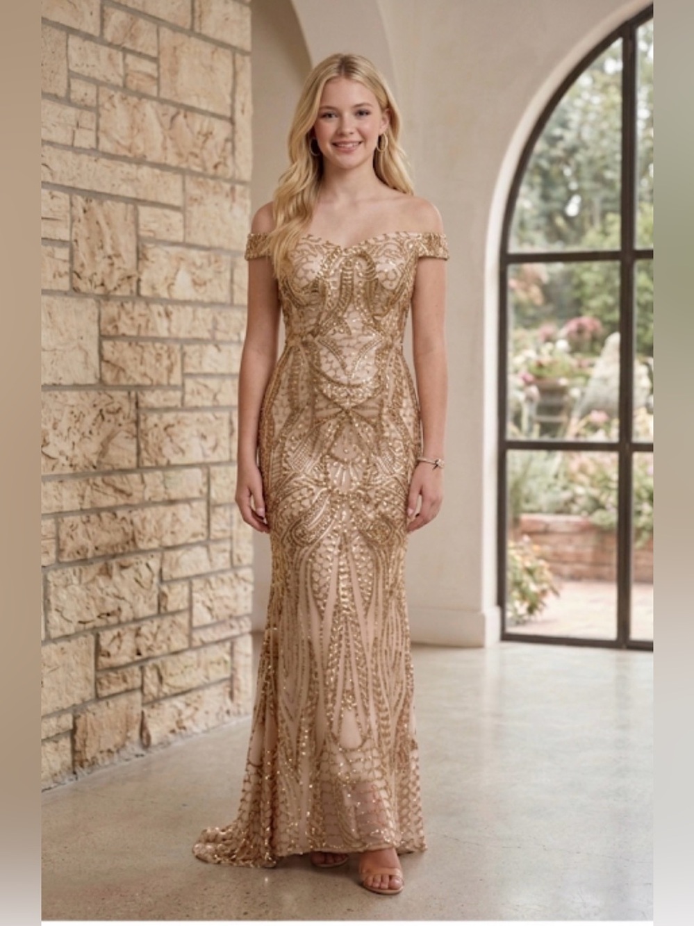 Sequence Metallic mermaid dress Rose  Gold Wedding Small Formal Sexy
